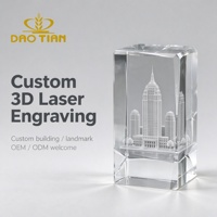 Cube en cristal gravé au laser 3D personnalisé, design château, presse-papiers en verre K9, souvenir pour mariage et décoration intérieure
