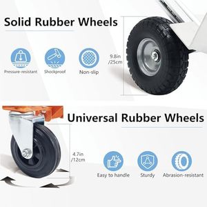 Carretilla de Mano Convertible 4 en 1, Carro Plegable con <span class=keywords><strong>Ruedas</strong></span> Sólidas, Capacidad de Carga de 350 kg, Carro Resistente <span class=keywords><strong>para</strong></span> Logística, Compras, Hogar, Oficina, Mudanzas - Product Image 3