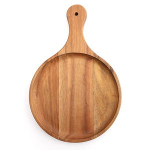 Bandeja redonda de madera de 9 pulgadas para servir pizza, carne, sushi, frutas, queso, uso doméstico - Product Image 1