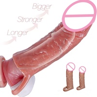 Manchon réaliste pour pénis, extenseur de pénis creux en silicone, agrandisseur réutilisable avec allongement du gland, jouets sexuels pour une extension du temps