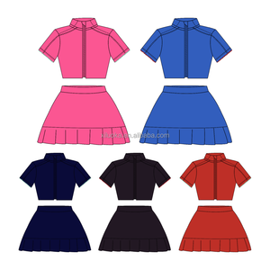 Set all'ingrosso per ragazze a maniche corte, gonna da yoga traspirante con pantaloncini integrati, tessuto a basso MOQ - Product Image 2