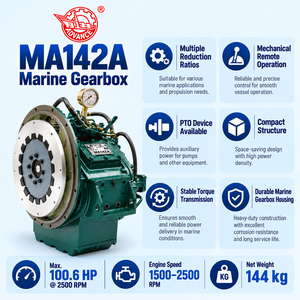 Cambio Marino Advance MA142A 100.6HP 2500RPM con Riduzione, Trasmissione a Rapporti Multipli e Controllo Remoto Meccanico <span class=keywords><strong>per</strong></span> <span class=keywords><strong>Barche</strong></span> da Pesca - Product Image 5