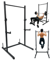 Rack de musculation robuste avec barre de traction, station de dips, crochets en J réglables, bras de sécurité et rangement pour haltères pour salle de sport à domicile