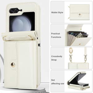 Funda Tipo Cartera con Correa Cruzada, de Cuero PU y TPU Híbrido, con Ranuras para Tarjetas, Resistente a Impactos, para Samsung <span class=keywords><strong>Z</strong></span> Flip 7 6 5 4 3 <span class=keywords><strong>Motorola</strong></span> <span class=keywords><strong>Razr</strong></span> 60 Ultra - Product Image 3
