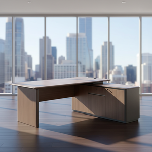 Bureau de direction moderne et minimaliste en forme de L avec tiroirs, mobilier de bureau - Product Image 2