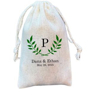Custom logo Cotton Canvas <b>Drawstring</b> Bag with Grosgrain Ribbon Natural Cotton Bag Packaging Bag Jewelry <b>Pouch</b> Wedding Favors - Product Image 1