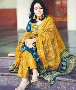 ชุดสูทคุณภาพพรีเมี่ยมสำหรับผู้หญิงผ้าคอตตอนแท้ปักลายสไตล์อินเดีย - Product Image 2