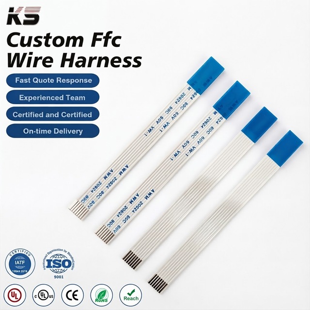 Customized FFC FPC Flat Flexible Ribbon Cable Wire Harness Assembly 0.5mm 1.0mm 1.25mm Pitch 4-60 Pin AWM 20624 80C 60V VW-1