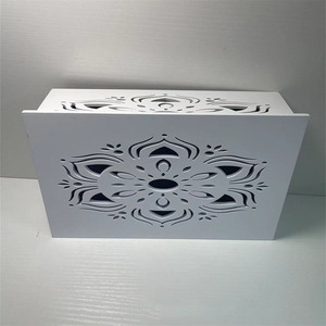 Wooden Doorbell Cover Hollowed Out Floral Design Home <b>Wall</b> Decoration Easy Installation Style 1 Shandong Origin DS1042 - Product Image 2