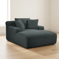Canapé-lit modulaire convertible en tissu velours côtelé avec chaise longue et coussins