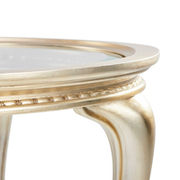 Table console en bois faite à la main de style français moderne avec plateau en verre pour la décoration de la fin du canapé dans le salon
