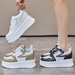 Lefu bianco da donna 2024 estate pelle per il tempo libero traspirante forza uno scarpe da donna nuove - Product Image 4