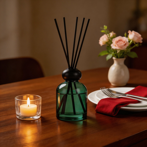 Bouteille diffuseur de parfum en verre <span class=keywords><strong>Maoya</strong></span>, 150 ml, vide, transparente, dégradé vert, avec couvercle en bois, écologique, sans parabène, à prix abordable - Product Image 3