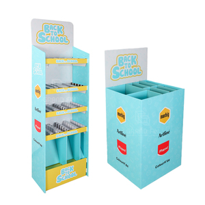 Espositore da Terra Personalizzato in Cartone per Cancelleria e Articoli da Ufficio Scaffale per Supermercati Rientro a Scuola in Carta Ondulata - Product Image 3