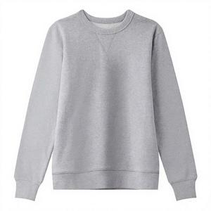 Pull d'hiver à manches longues décontracté pour homme, col rond, tissu en coton écologique de haute qualité, doublure en polaire, respirant, sweat-shirt uni - Product Image 2