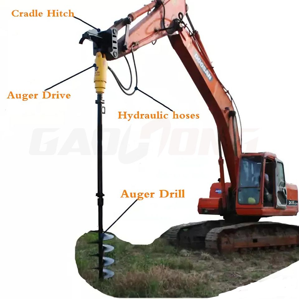 Excavator Skid Steer Backhoe Loader Attachments Hydraulic Earth Auger ...