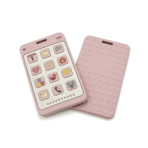 Anneau de dentition pour bébé en silicone de qualité alimentaire sans BPA, unisexe, forme carrée, jouet souple style téléphone - Product Image 2