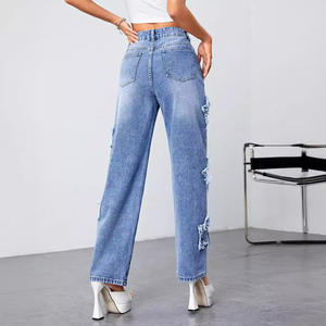 Jeans Star del commercio estero nuovo foro indipendente da donna <span class=keywords><strong>pantaloni</strong></span> dritti a vita alta Jeans lavati. - Product Image 2