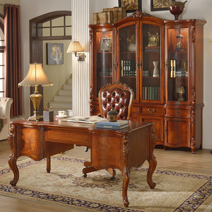 Libreria in Legno di Lusso Stile Classico con Quattro Ante, Cassetti e Vetrine per Soggiorno - Product Image 3