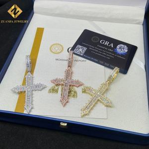 Nouveaux produits Pendentif en argent sterling 925 avec moissanite taille baguette Ice Out VVS, style Hip Hop, passe le testeur de diamant, GRA - Product Image 6