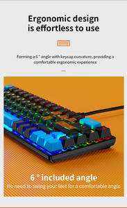 คีย์บอร์ดแบบกลไก SKYLION Arabic <span class=keywords><strong>K68</strong></span> สีฟ้า คีย์บอร์ดแบบมีสายภาษาอาหรับ แยกสายคีย์บอร์ด คีย์บอร์ดแบบกลไกสำหรับคอมพิวเตอร์และแล็ปท็อป - Product Image 5