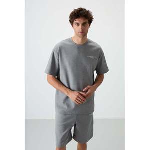 Conjunto de Pantalones Cortos de Algodón Gris Melange para Hombre, Corte Holgado Estilo Bermuda, 100% Algodón, Textura Suave, Cómodo de Usar 85250 - Product Image 4