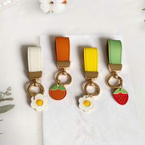 High Quality Candy Color PU Leather Keychain Creative Detachable Gift with Leather <b>Back</b> - Product Image 1
