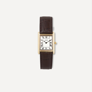 Reloj de Pulsera Cuadrado Clásico Ancho GBHW, Reloj de Cuarzo de Lujo Dorado y Marrón para Mujer, Reloj de Diseño Vintage con Correa de Cuero - Product Image 1