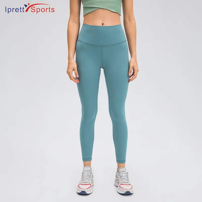 Penjualan Laris Grosir Wanita Logo Bordir Kustom Legging Olahraga Kain Lembut Celana Ketat Yoga Pinggang Tinggi