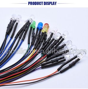 50 LED 5 MM/3mm A MENÉ LA DIODE 12V Pré-Câblé Résistance Rouge Bleu Vert <span class=keywords><strong>Jaune</strong></span> Blanc Diods rond 20CM Pré-Câblé - Product Image 5