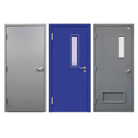 Personnalisé Commercial Évalué Creux En Métal Nouveau Blanc Mat Couloir Sécurité Sortie En Acier Feu Double Porte Avec Panneaux De Verre