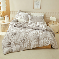 Housse de couette et taies d'oreiller en polyester couleur unie, taille Queen et Super King, ensemble de literie 3 pièces pour la maison