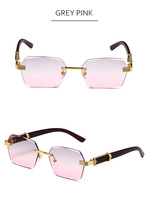 Lunettes de soleil rectangulaires vintage pour femmes, monture dorée en alliage sans bords, verres dégradés, protection UV400