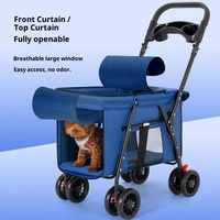 Poussette de courses pliable en acier au carbone, légère, imperméable, à 4 roues, tendance et élégante pour animaux de compagnie - Vente en gros