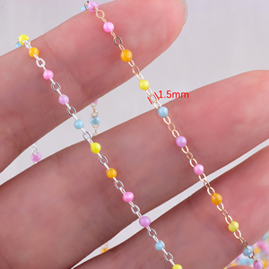 Chaîne <span class=keywords><strong>en</strong></span> câble de 1,5 mm <span class=keywords><strong>en</strong></span> or rempli 14 carats/<span class=keywords><strong>argent</strong></span> 925, perles <span class=keywords><strong>en</strong></span> émail coloré, petites billes, composants pour la fabrication de colliers et de bracelets DIY - Product Image 4