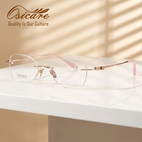 Lunettes de vue sans monture de luxe au design tendance avec logo personnalisé, montures en titane pour femmes, vente en gros