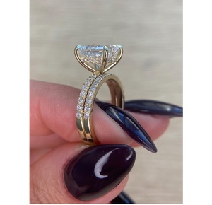 Anillo de Compromiso con Diamante Cultivado en Laboratorio, Corte Princesa de 3.50CT, D VVS2, Corte Cuadrado Incoloro, Solitario, Oro de 14K, Anillo de Lujo Certificado - Product Image 3