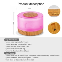 Humidificateur d'air ultrasonique portable électrique 500 ml en promotion avec télécommande, veilleuse LED et diffuseur d'arômes, certifié CE et RoHS