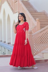 Colección de vestidos de rayón modernos de diseñador Premium, bordado de cuentas florecientes de imitación listo para usar, trabajo para fiestas, indio pakistaní - Product Image 3