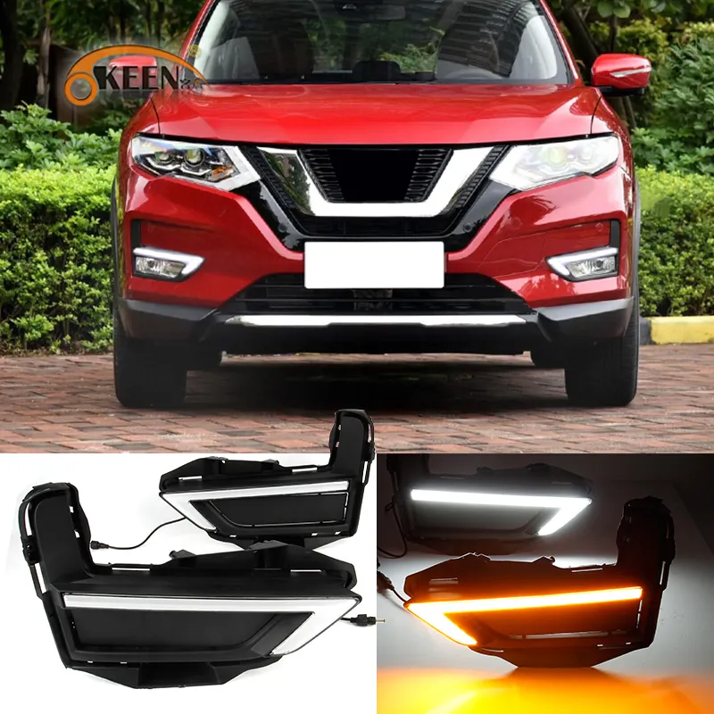 KEEN LED Daytime Running lights for Nissan X-TRAIL or Rogue 2017-2020 DRL White/Yellow Auto Car Driving Fog lights DC 12V