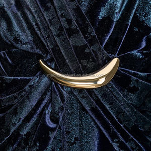 カスタムベルベットミディドレスハードウェア長袖ディープVネックジャカードウィーブ - Product Image 4