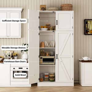 <span class=keywords><strong>Armario</strong></span> de Almacenamiento Cuadrado Moderno de Madera de 71 Pulgadas de Alto con Estantes Ajustables, Puertas Corredizas, Ecológico e Impermeable para Comedor y Sala de Estar - Product Image 3
