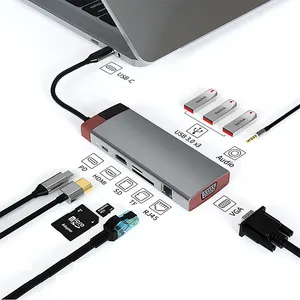 10合1 USB Type-c集线器至HDTV笔记本电脑坞站，适用于Macbook Pro Air M1 M2，USB C 3.0 2.0分离器PD 100W