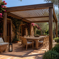 Pergola de luxe 3x3m avec rideaux, en aluminium extrudé 6063-T6, étanche, écologique, facile à assembler, pour hôtel, fabrication OEM