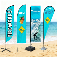 Drapeaux de plage en forme de larme en polyester et fibre de verre imprimés par transfert thermique personnalisés de bonne qualité