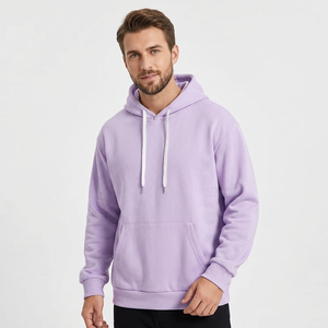 เสื้อฮู้ดดี้ผู้ชายสีลาเวนเดอร์ ทรงปกติ ผ้าฝ้ายฟลีซ 100% เป็นมิตรกับสิ่งแวดล้อม น้ำหนัก 300 กรัม ดีไซน์กระเป๋าแบบลำลอง เหมาะสำหรับใส่ในฤดูใบไม้ร่วง ผ้าเฟรนช์เทอร์รี่ - Product Image 1
