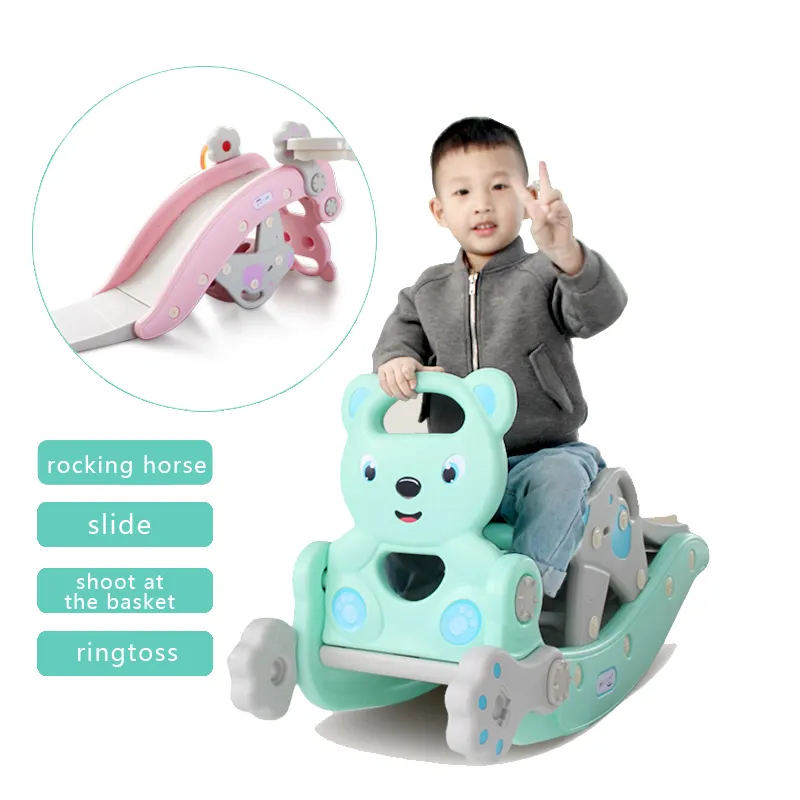 is selling DIY folding cute panda little freestanding safe non-toxic kids slide rocking horse rocking chair sports toys
