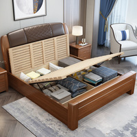 Lit double moderne et simple, neuf, 1,8 mètre, réglable, en cuir, avec rangement, entièrement en bois massif, écologique, durable, capitonné, lit de maître