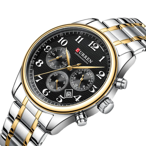 Reloj CURREN 8466 para Hombre, de Negocios, de Acero Inoxidable, de Cuarzo, con Calendario, Cronógrafo, Resistente al Agua, con Correa de Cuero - Product Image 1