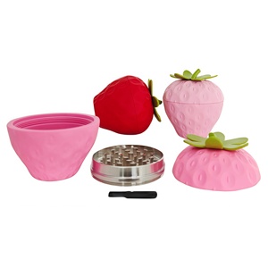 New Modern Strawberry Shape Zinc Alloy Manual Grinder Portable for Smoke Home Kitchen and Storage - Product Image 3